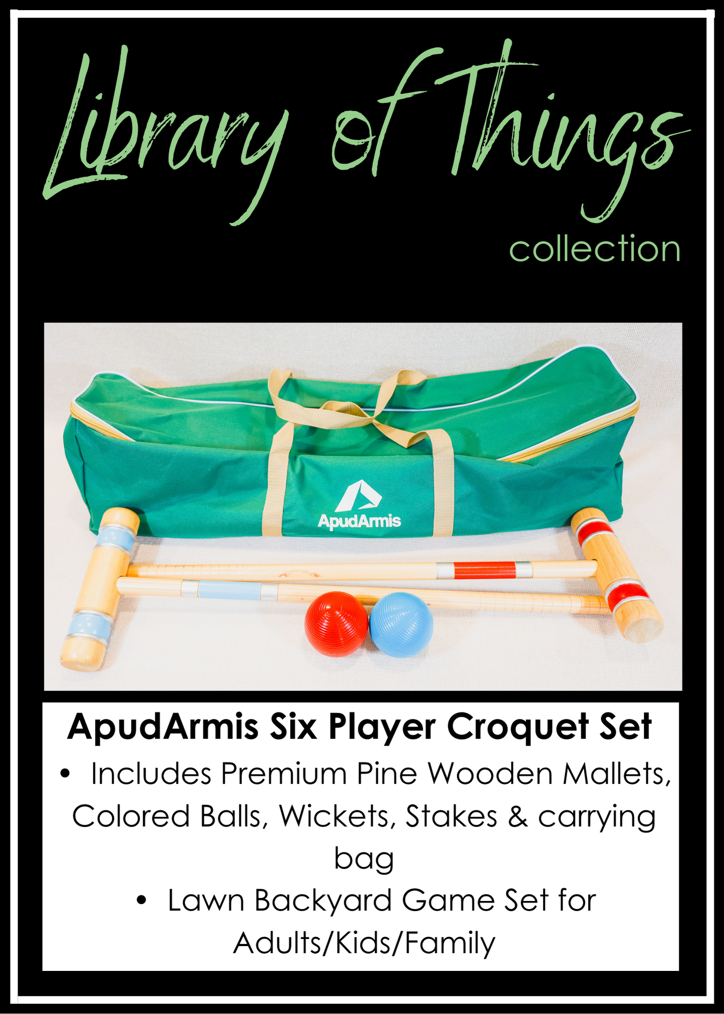 ApudArmis Six Player Croquet Set