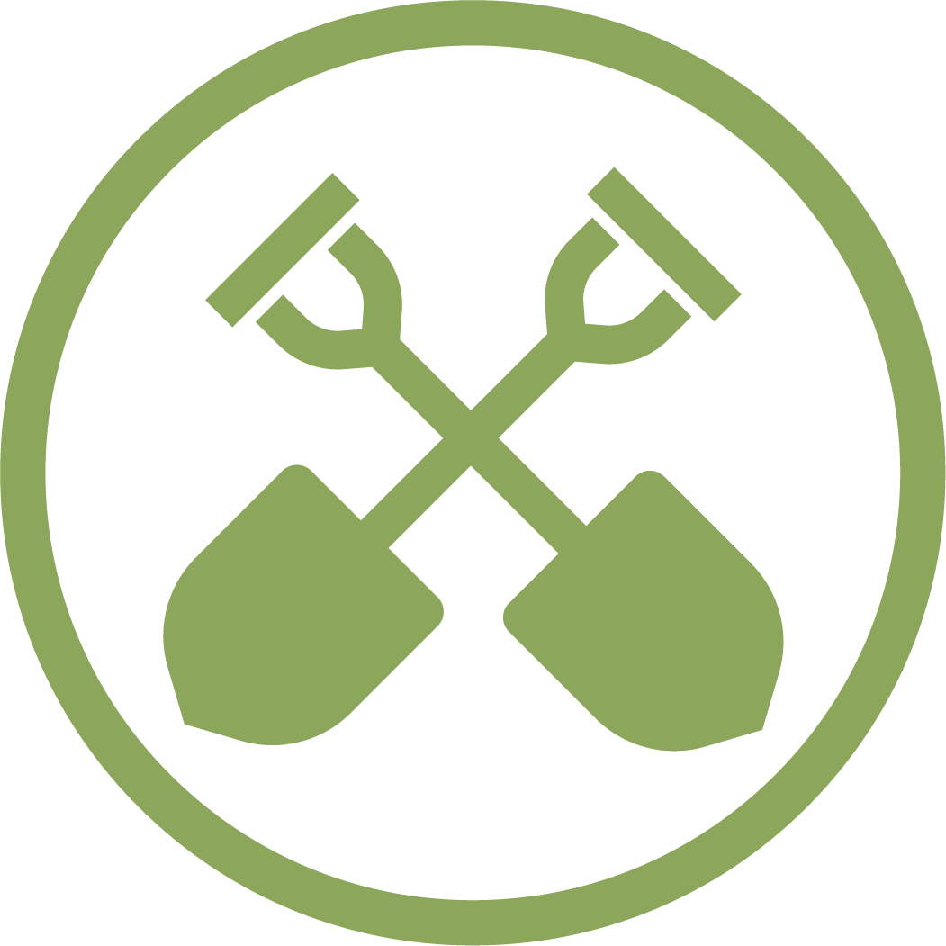Build icon showing two shovels