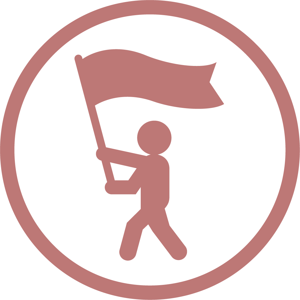 Lead icon showing person waving flag
