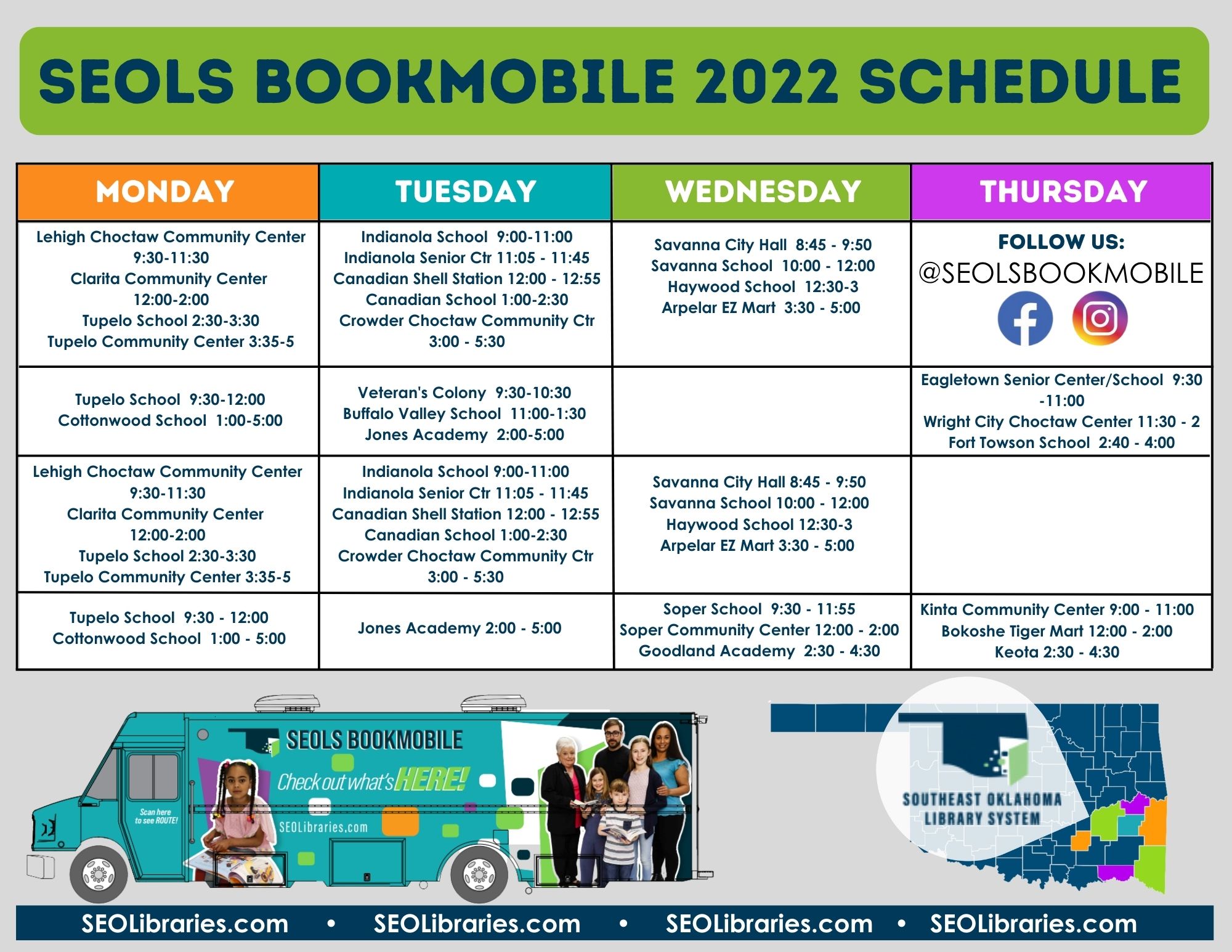 SEOLS Bookmobile Schedule 10.11.22