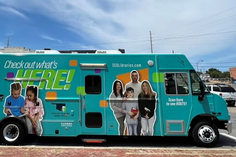 Bookmobile image showing vehicle vinyl wrap