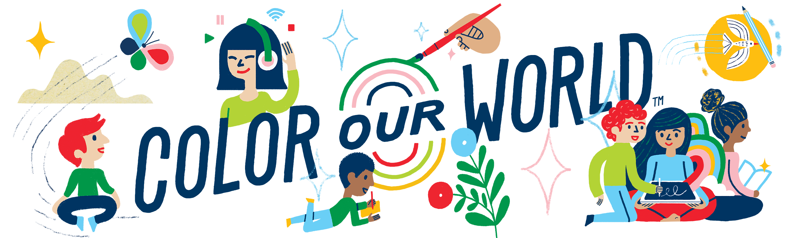 Kids with slogan graphic