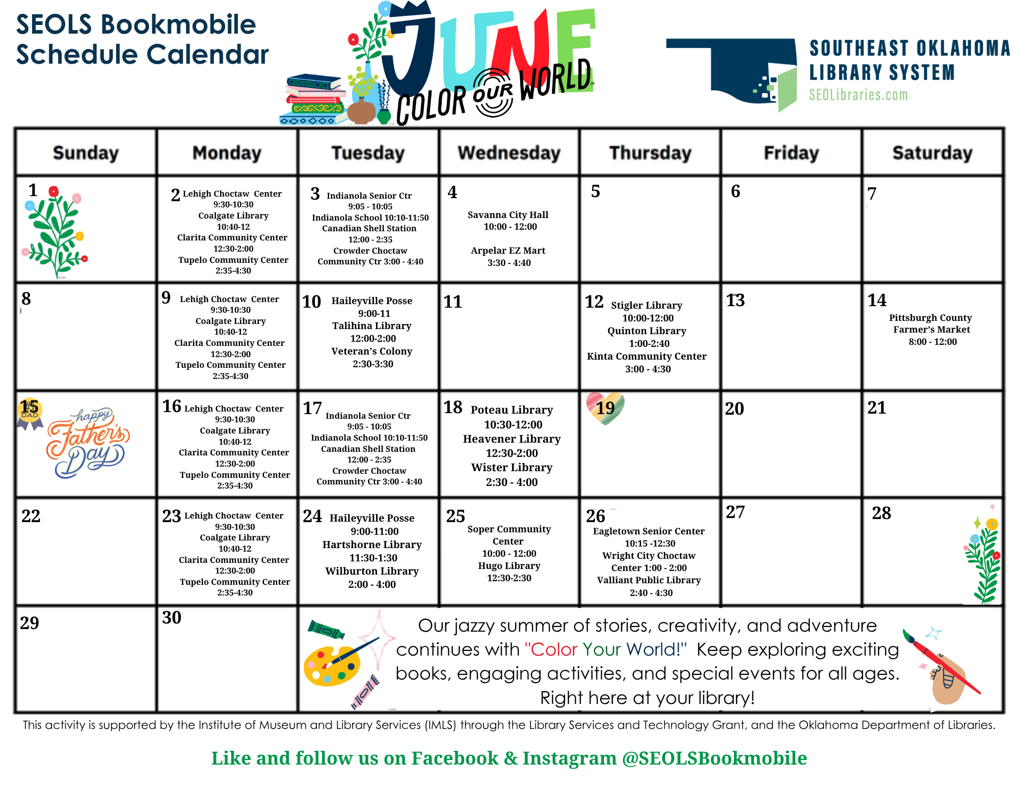 Bookmobile June 2025 Schedule