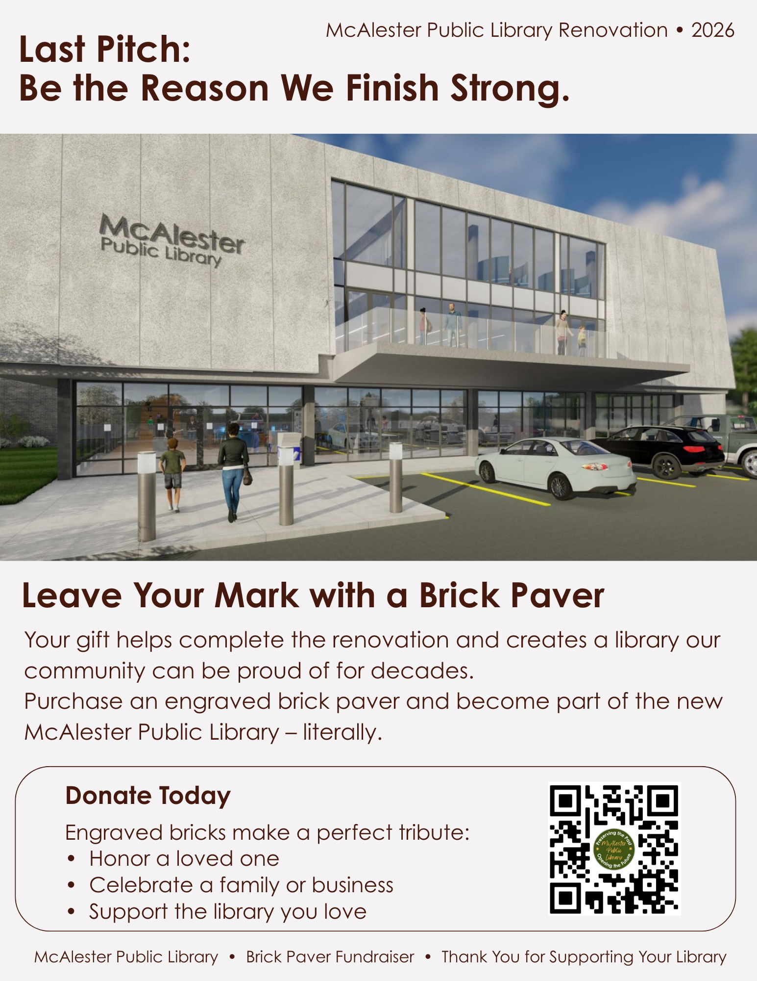 Flyer for 2026 Brick Paver Fundraiser