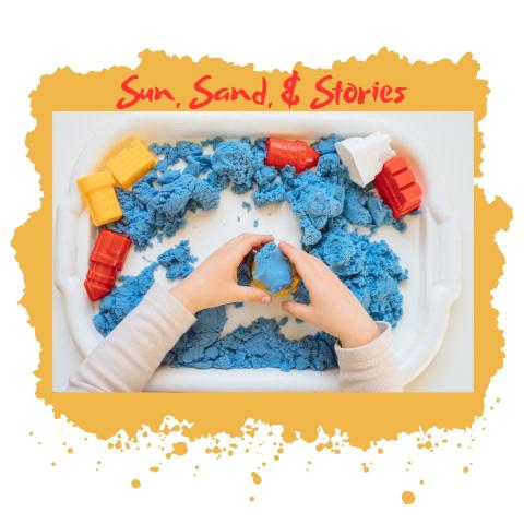 Sensory sandcastle being made.