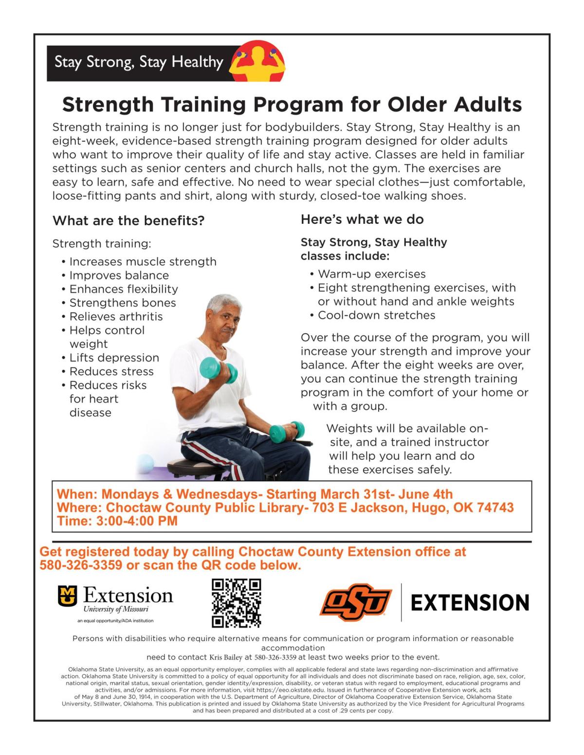 Call 580-326-3359 or use the link https://forms.office.com/r/V1Vtj2R0dY to register.