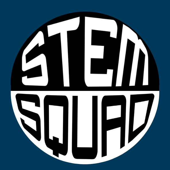Black and white STEM Squad logo