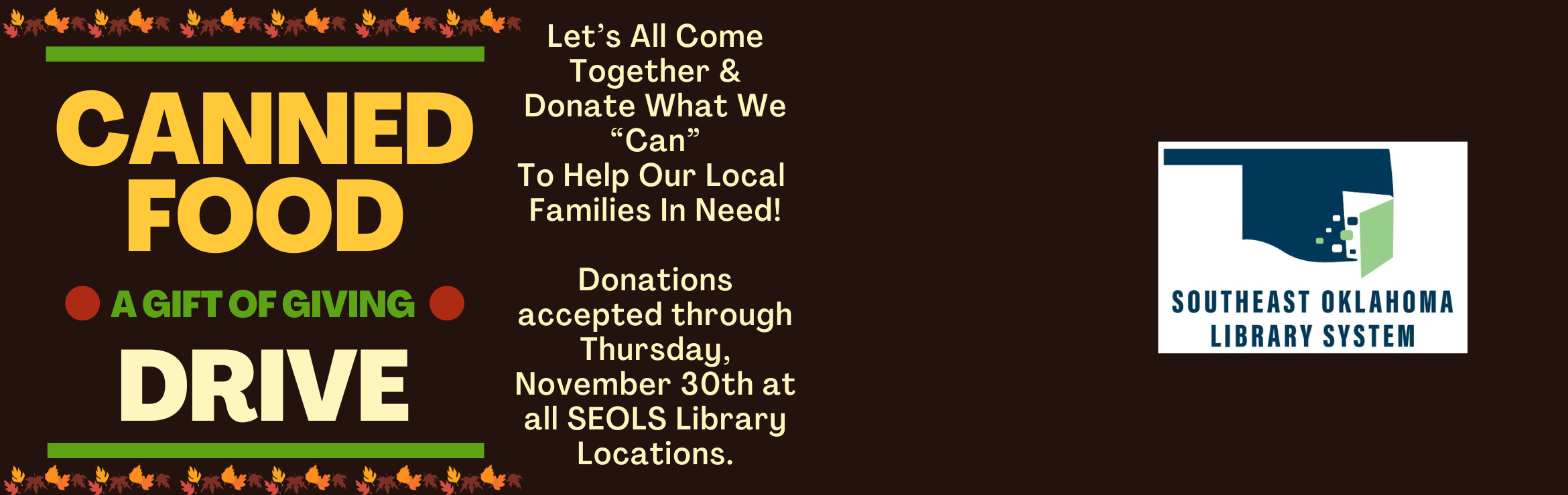 SEOLS November Canned Food Drive Infographic