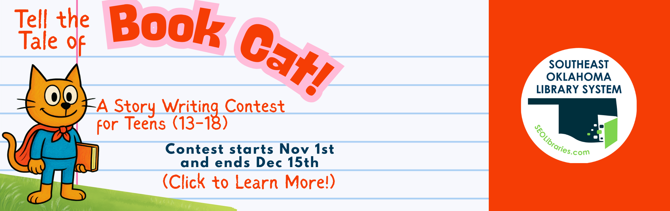 Tell the Tale of Book Cat graphic with clickable link for more details
