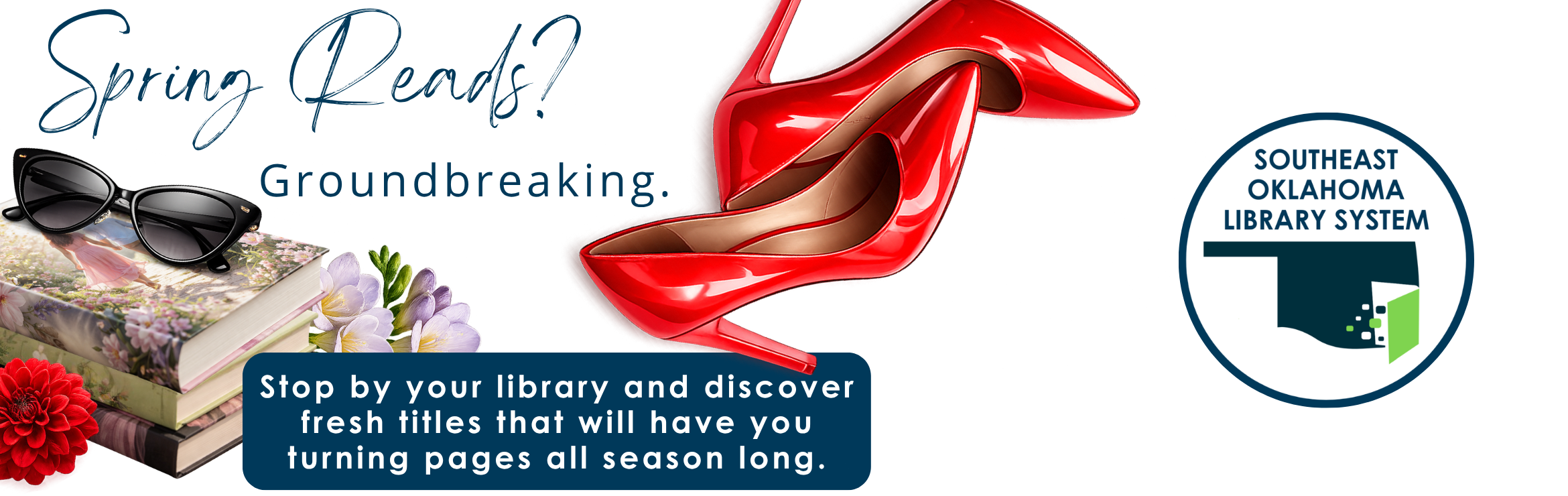 Devil Wears Prada style website slide "Spring Reads? Groundbreaking."